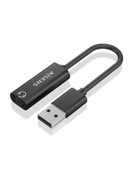 CONVERSOR USB-A A AUDIO 48KHZ USB-A-M-JACK 3.5 H NEGRO 10CM AISENS A106-0770
