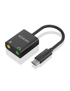 CONVERSOR USB-C A AUDIO 48KHZ USB-C-M-2XJACK 3.5-H NEGRO 10CM AISENS A109-0767