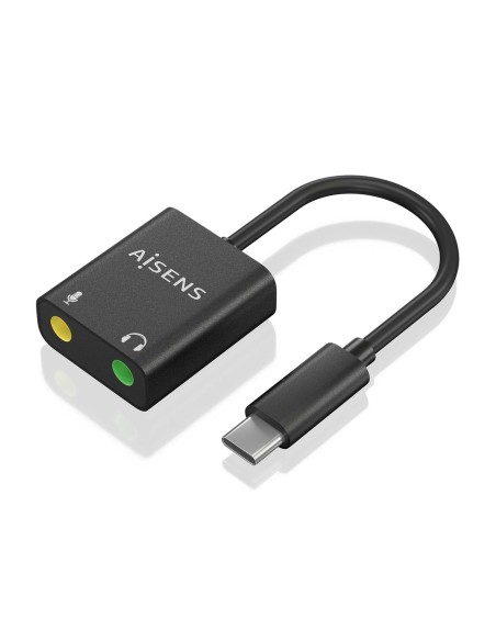 CONVERSOR USB-C A AUDIO 48KHZ USB-C-M-2XJACK 3.5-H NEGRO 10CM AISENS A109-0767