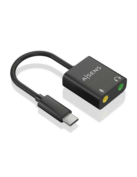 CONVERSOR USB-C A AUDIO 48KHZ USB-C-M-2XJACK 3.5-H NEGRO 10CM AISENS A109-0767