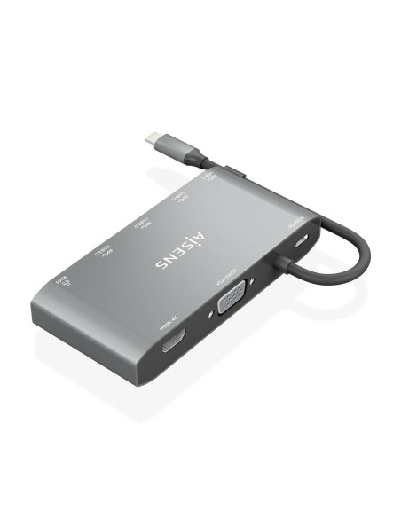 DOCK 8 EN 1 USB-C A HDMI-VGA-RJ45-2USBA-2USBC-USBC PD 20CM AISENS ASUC-8P010-GR