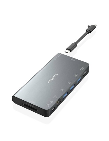 DOCK 8 EN 1 USB-C A HDMI-RJ45-3USBA-USBC-SD-MICROSD 10CM AISENS ASUC-8P015-GR