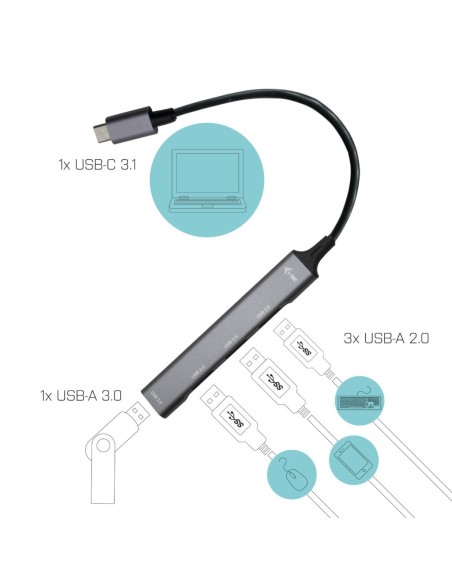 USB-C METAL HUB 1X USB 3.0 + 3X USB