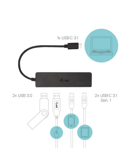 USB-C METAL HUB 2X USB 3.0 + 2X USB