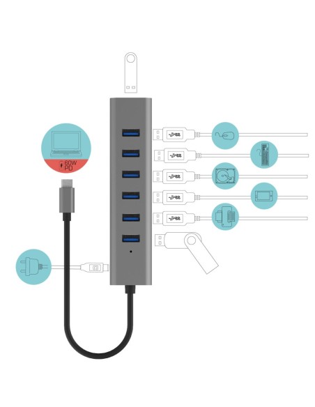 USB-C CHARGING METAL HUB 7 PORT