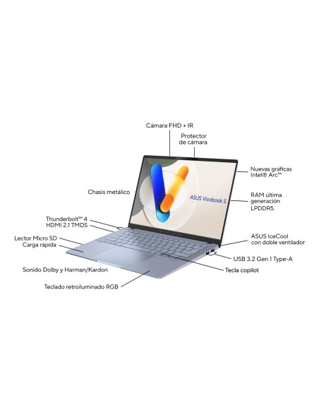 ASUS VivoBook OLED S5406MA-QD090W - Ordenador Portátil 14" WUXGA (Intel Core Ultra 5 125H, 16GB RAM, 1TB SSD, Arc Graphics, Wind