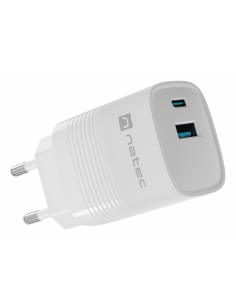 CARGADOR NATEC RIBERA GAN 30W PD3.0 QC3.0 1XUSB-A + 1XUSB-C BLANCO