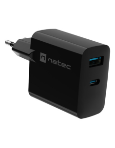 CARGADOR NATEC RIBERA GAN 45W PD3.0 QC3.0 1XUSB-A + 1XUSB-C NEGRO