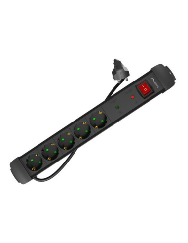 REGLETA LANBERG SP1 5 TOMAS SCHUKO PROTECCION HASTA 2500W NEGRA 5M