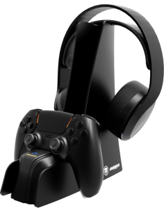 SOPORTE DE CARGA SNAKEBYTE PARA GAMEPAD PS5 Y AURICULARES DUAL CHARGE NEGRO