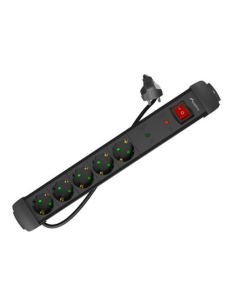 REGLETA LANBERG SP1 5 TOMAS SCHUKO PROTECCION HASTA 2500W NEGRA 1.5M