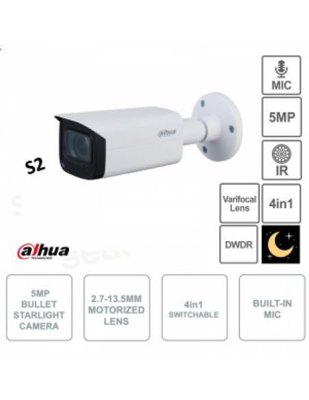 (DH-HAC-HFW2501TUP-Z-A-27135-S2) DAHUA CÁMARA HÍBRIDA BULLET SERIE 2, 5MP, IR 80M, WDR, IP67, MICRÓFONO INCORPORADO, VARIFOCAL 2