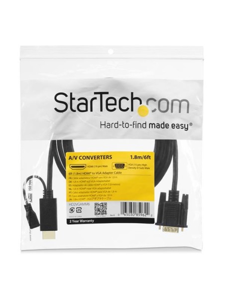 StarTech.com Cable de 1,8m Conversor Activo HDMI a VGA - Ada