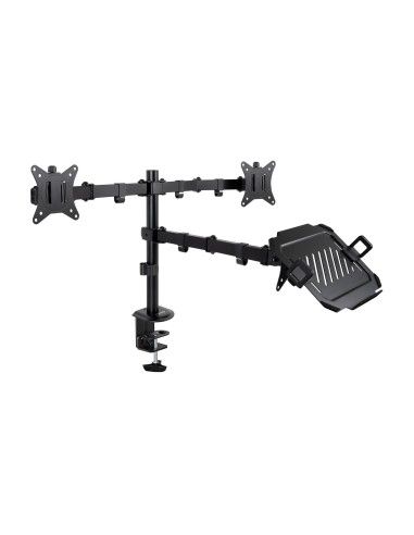 SOPORTE DE MESA 2MONITORES 1PORTATIL 2BRAZOS 17-32 NEGRO TOOQ DB1202TN-B