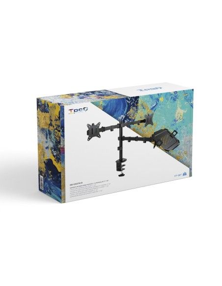 SOPORTE DE MESA 2MONITORES 1PORTATIL 2BRAZOS 17-32 NEGRO TOOQ DB1202TN-B