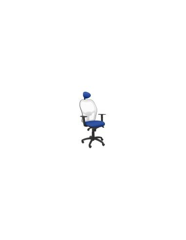 SILLA JORQUERA MALLA BLANCA ASIENTO BALI AZUL CON CABECERO FIJO 15SBBALI229C