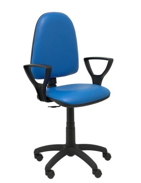 Silla Ayna similpiel antibacterias azul con brazos fijos 04CPSPX229B8RN
