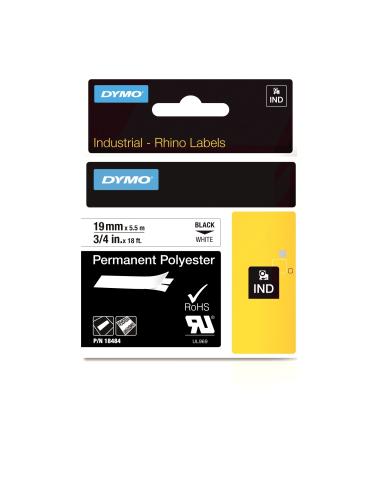 Cinta dymo poliester permanente ind negro sobre blanco multicolor 18484