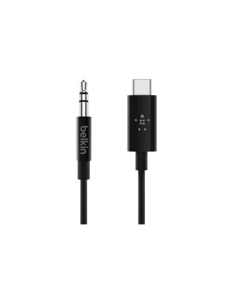 Cable Belkin RockStar&trade; de audio de 3,5 mm macho con conector USB C macho Negro