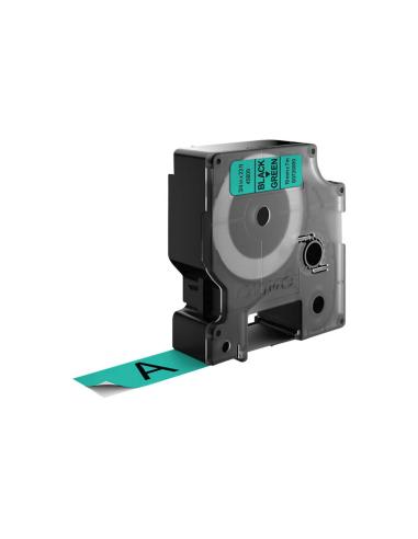 Dymo D1 Etiquetas estandar negro sobre verde 19mm x 7m poliester