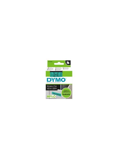 Dymo D1 Etiquetas estandar negro sobre verde 12mm x 7m poliester
