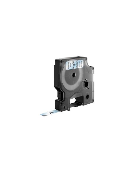 Dymo D1 Etiquetas estandar negro sobre transparente 9mm x 7m poliester