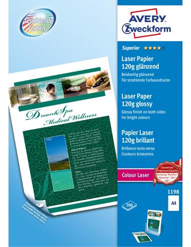 Avery Premium Colour Laser Photo Paper 120 g/m² papel para impresora de inyección de tinta A4 (210x297 mm) Brillo Blanco