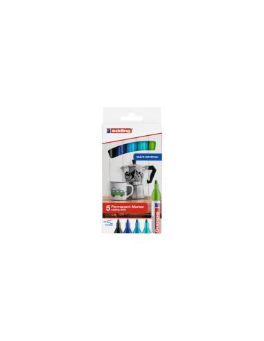 Edding 3000 marcador permanente Punta redonda Negro, Azul, Azul claro, Verde claro, Turquesa 5 pieza(s)