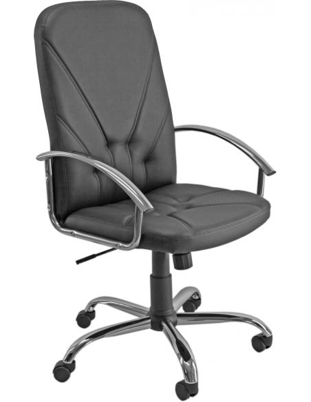 UNISIT Sillón dirección  DANTE sÍ­mil cuero negro base cromada