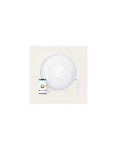 Plafon LED Rainbow Ksix 40cm Blanco Altavoz integrado 30W Modos de luz RGB Bluetooth Google Home Amazon Echo IP42
