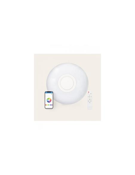Plafon LED Rainbow Ksix 40cm Blanco Altavoz integrado 30W Modos de luz RGB Bluetooth Google Home Amazon Echo IP42