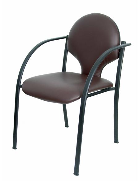 Pack 2 sillas Hellin chasis negro similpiel marrón oscuro
