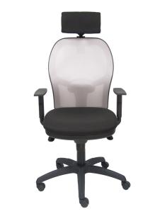Silla Jorquera malla gris asiento bali negro cabecero regulable