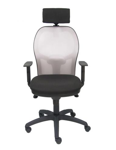 Silla Jorquera malla gris asiento bali negro cabecero regulable