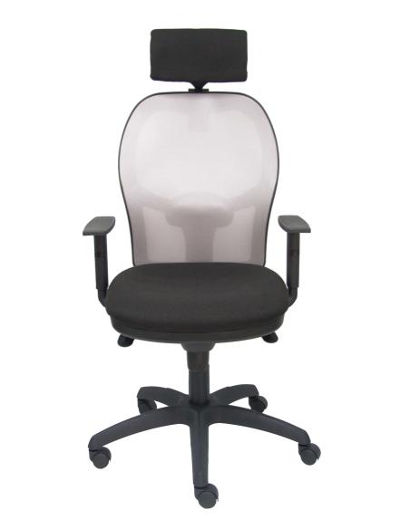 Silla Jorquera malla gris asiento bali negro cabecero regulable