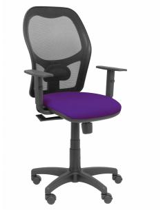 Silla Alocén malla negra asiento bali morado brazos regulables