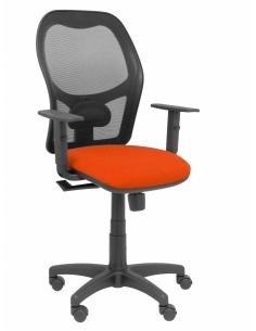 Silla Alocén malla negra asiento bali naranja brazos regulables