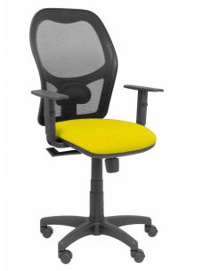 Silla Alocén malla negra asiento bali amarillo brazos regulables