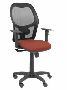 Silla Alocén malla negra asiento bali marrón brazos regulables