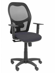 Silla Alocén malla negra asiento bali gris oscuro brazos regulables