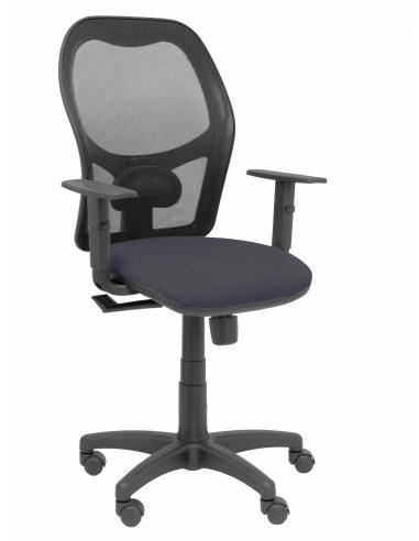 Silla Alocén malla negra asiento bali gris oscuro brazos regulables
