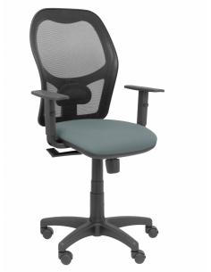 Silla Alocén malla negra asiento bali gris brazos regulables