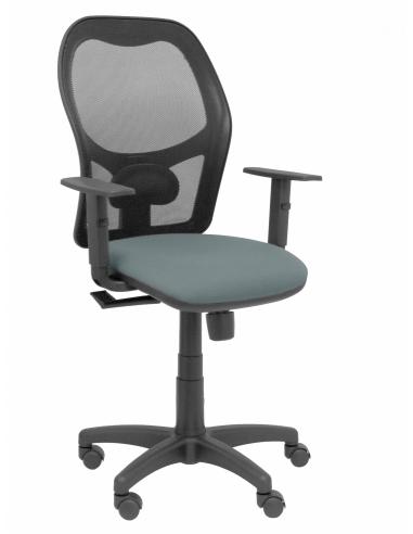 Silla Alocén malla negra asiento bali gris brazos regulables