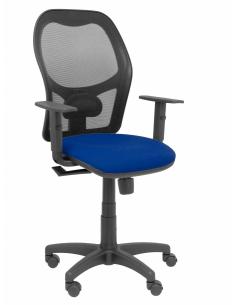 Silla Alocén malla negra asiento bali azul marino brazos regulables