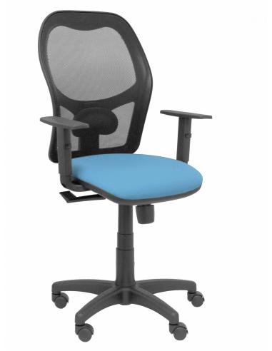 Silla Alocén malla negra asiento bali azul cielo brazos regulables