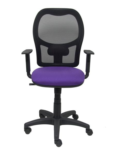 Silla Alocén malla negra asiento bali lila brazos regulables