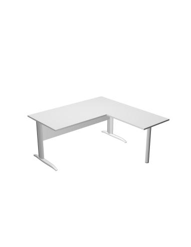 Mesa Presto ArtExport pata metal 160 blanco haya ala lateral 79x60