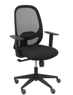 Piqueras y Crespo Silla Cilanco negra malla negra asiento bali negro brazo regulable.