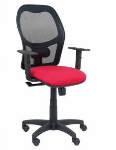 Piqueras y Crespo Silla Alocen malla negra asiento bali rojo brazos regulables