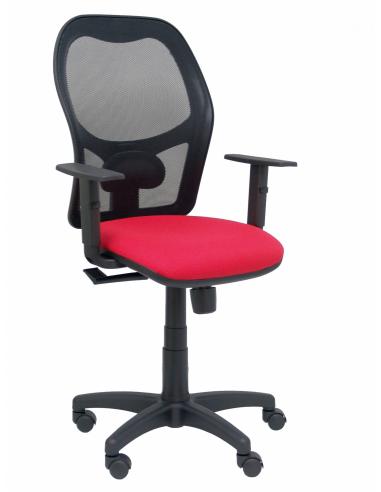 Piqueras y Crespo Silla Alocen malla negra asiento bali rojo brazos regulables